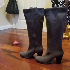 Gray Suede UGG Stacked Heel Boot